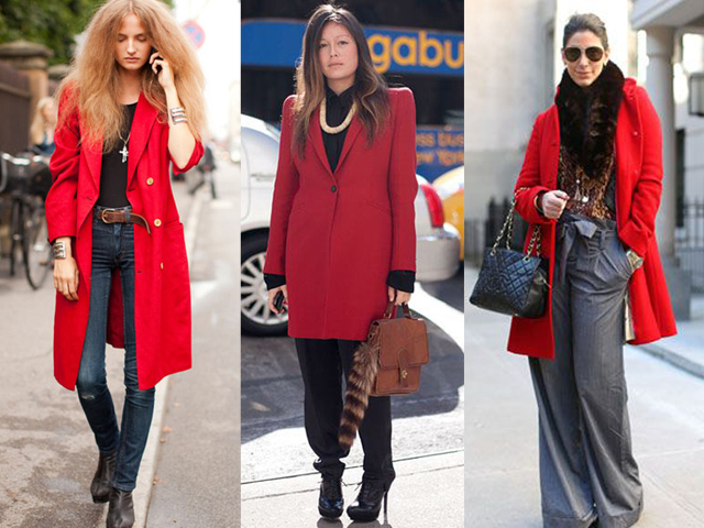 Настроение в  цвете: с чем  носить красное пальто?