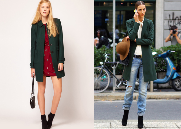 Модный акцент: с нежели  носить зеленое пальто?