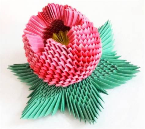 Модульное оригами: негрубый 3D цветок