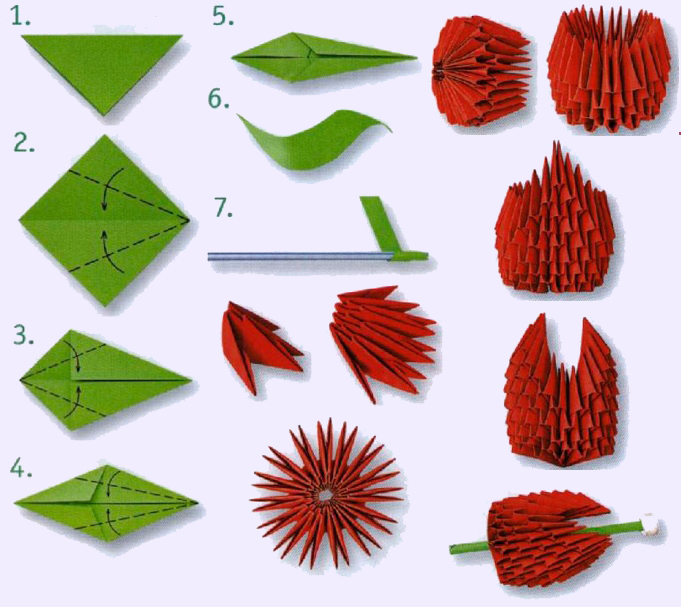 Оригами про ценителей: фигурки из  треугольных модулей